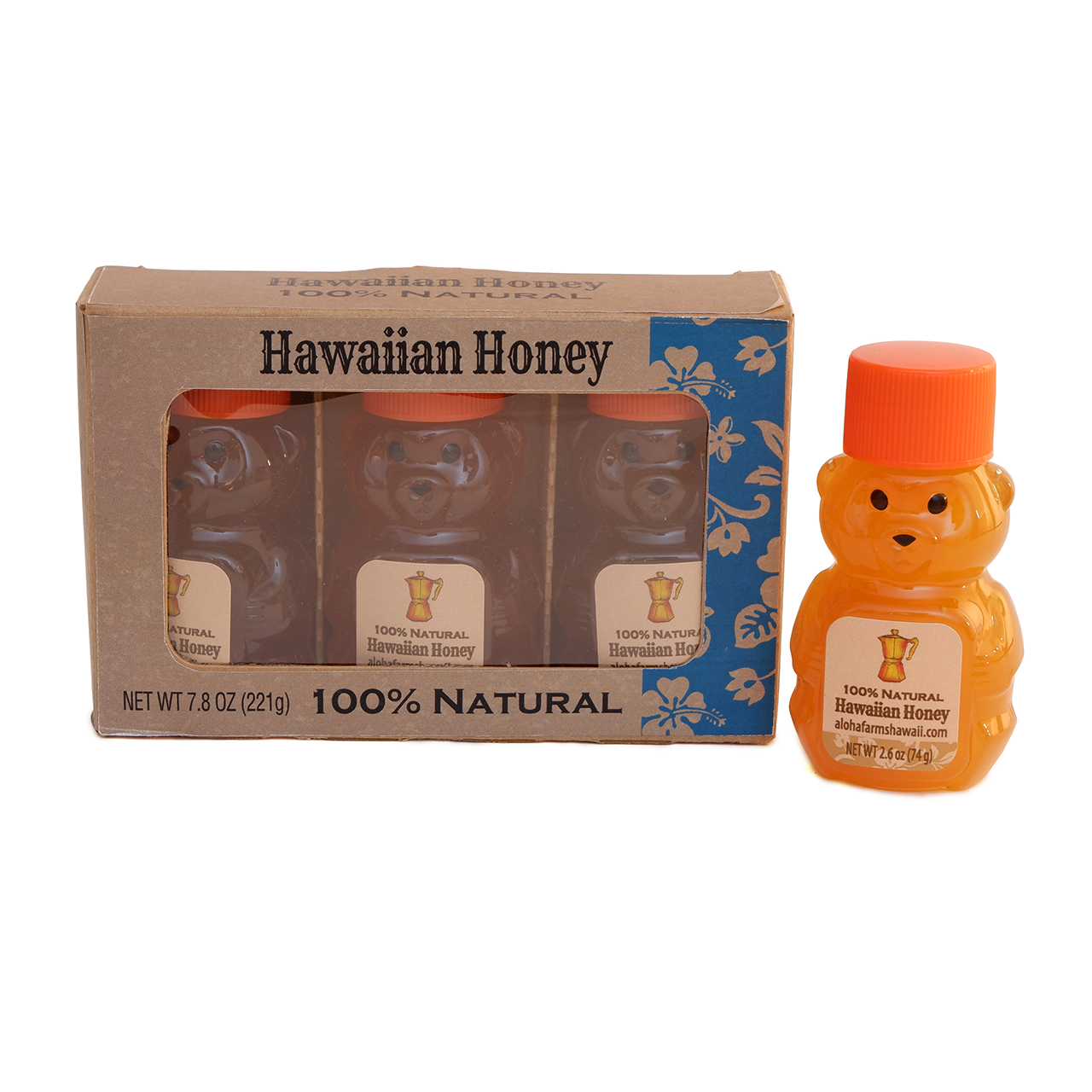 Natural Honey BOX 3 Bears Gift Box Hawaii