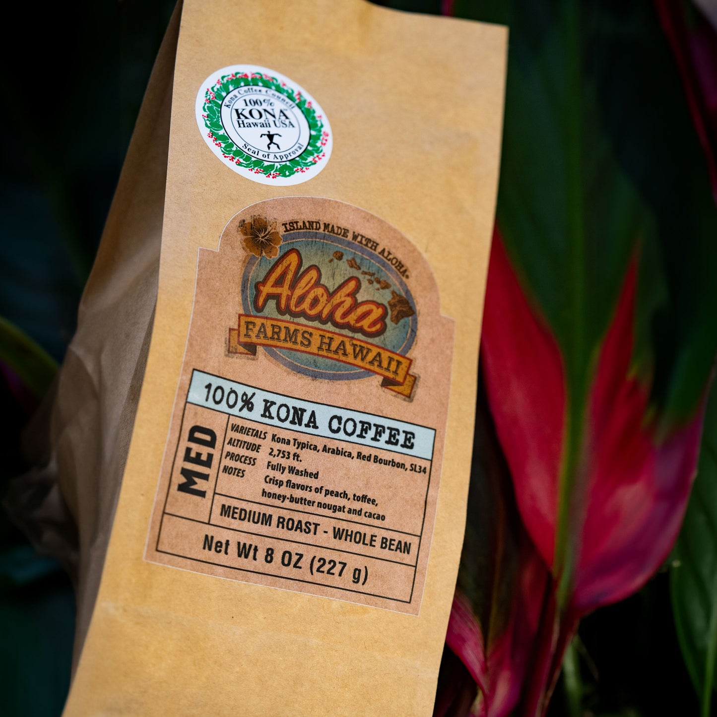 100% KONA Coffee - Medium Roasted - Whole Bean