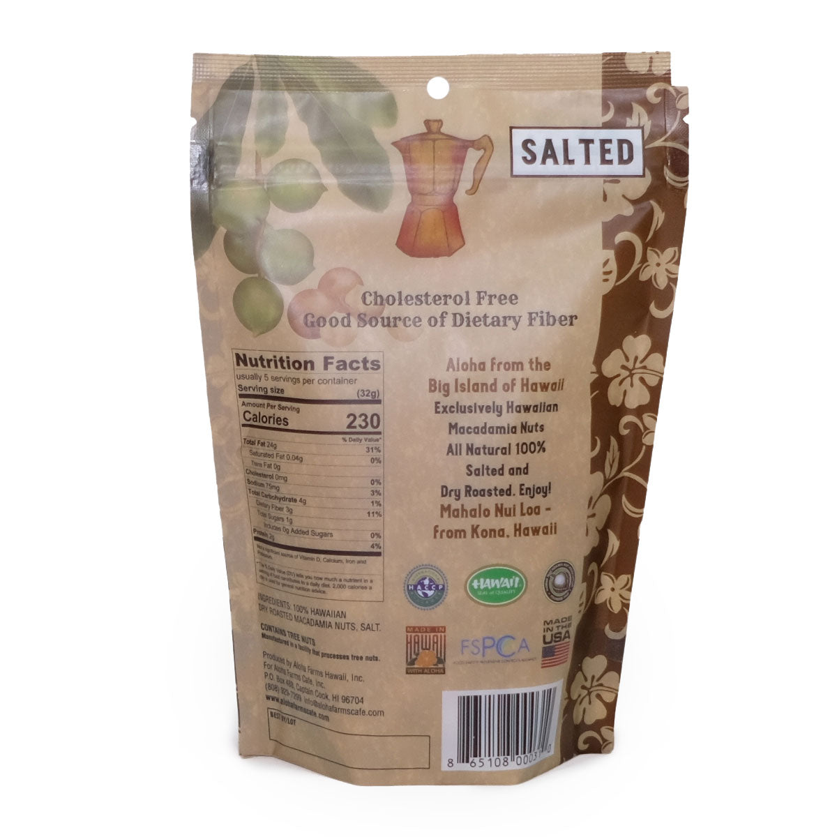 10 oz. Natural Hawaiian Macadamia Nuts, Salted