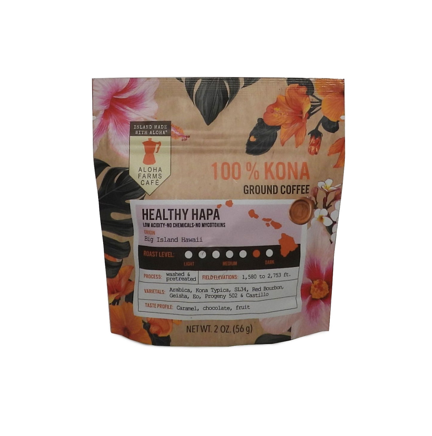 100% Kona Healthy Hapa Ground Coffee 2 oz.