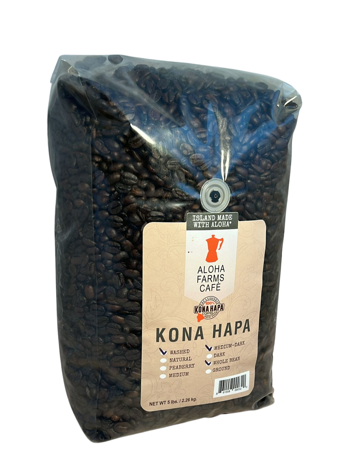 100% Kona Healthy Hapa - Medium dark roast - Whole bean coffee 5 lb.