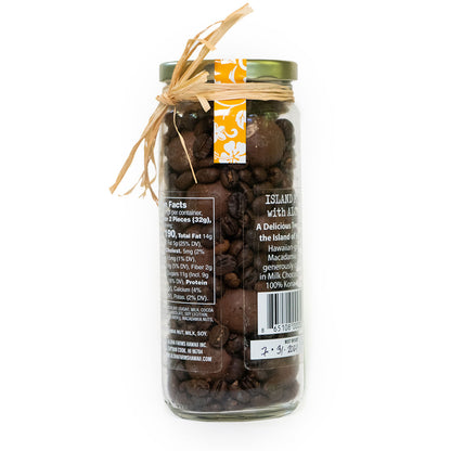 10 OZ. MILK CHOCOLATE MACADAMIA NUTS WITH 100% KONA COFFEE BEANS