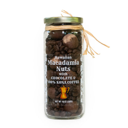 10 OZ. MILK CHOCOLATE MACADAMIA NUTS WITH 100% KONA COFFEE BEANS