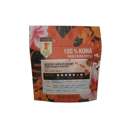 100% Kona Healthy Hapa Peaberry Whole Bean Coffee 2 oz.